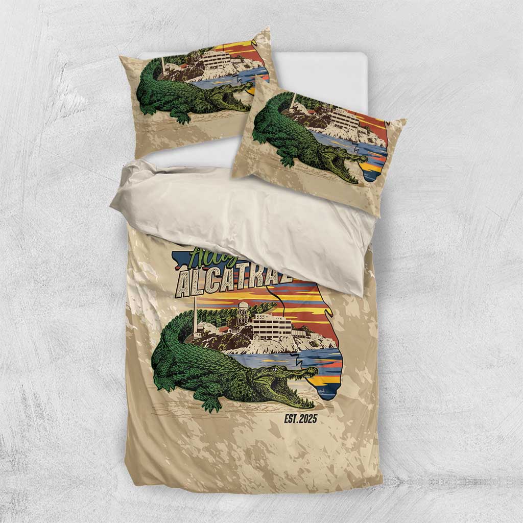 Alligator Alcatraz Retro Bedding Set The Swamp - Wonder Print Shop