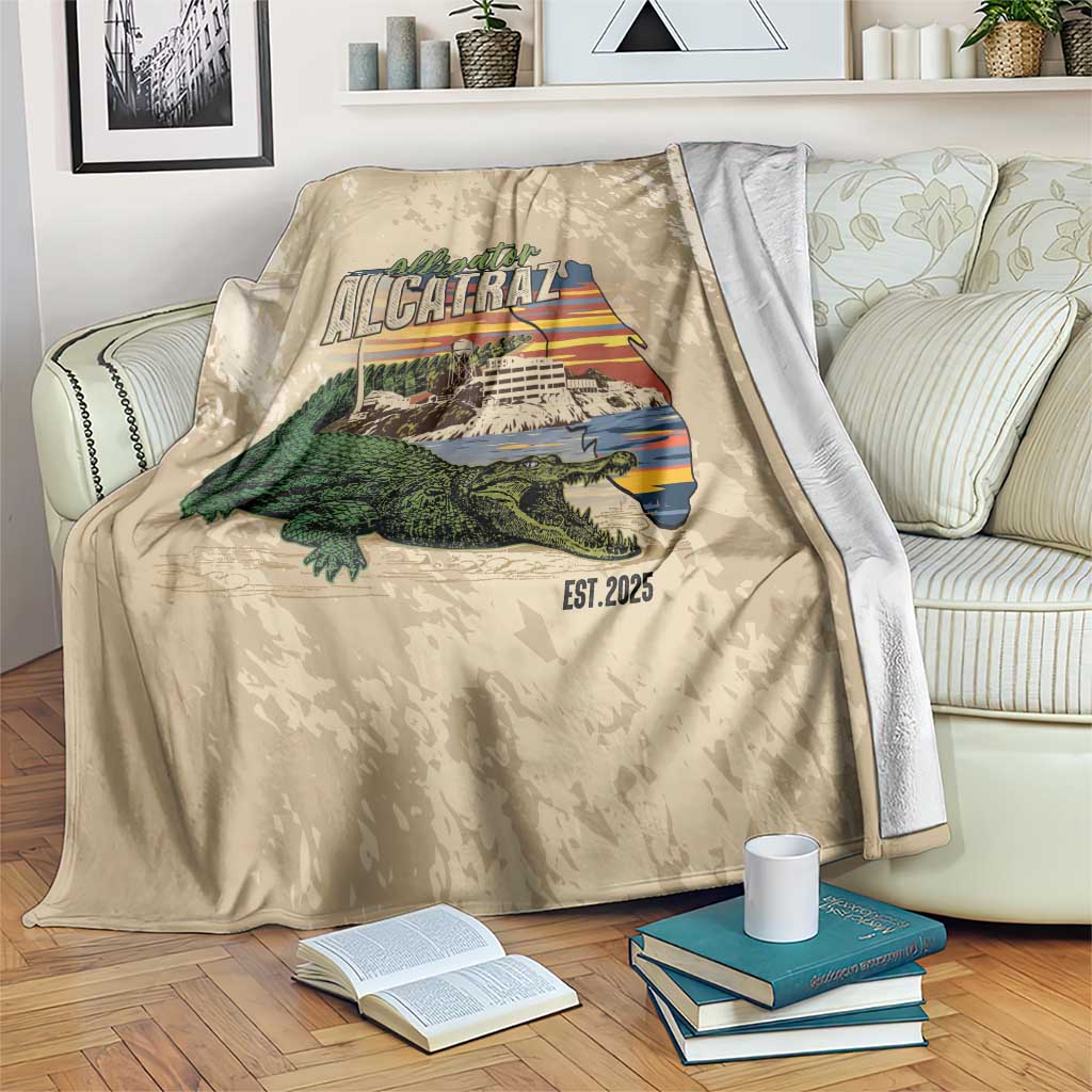 Alligator Alcatraz Retro Blanket The Swamp - Wonder Print Shop