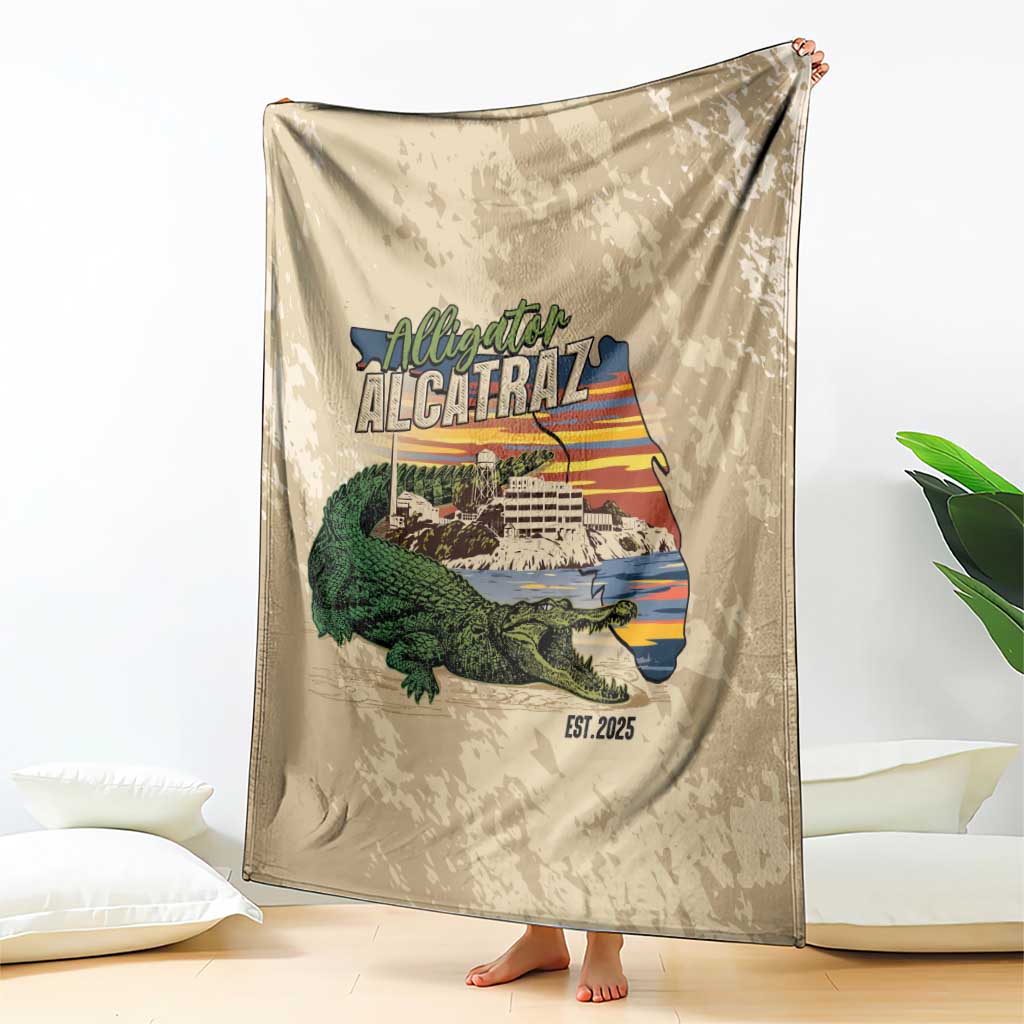 Alligator Alcatraz Retro Blanket The Swamp - Wonder Print Shop