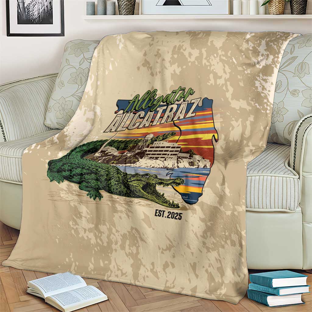 Alligator Alcatraz Retro Blanket The Swamp - Wonder Print Shop