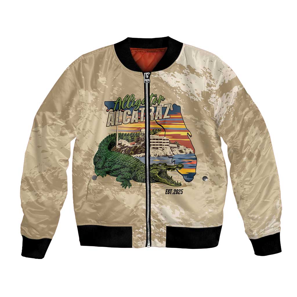 Alligator Alcatraz Retro Bomber Jacket The Swamp - Wonder Print Shop