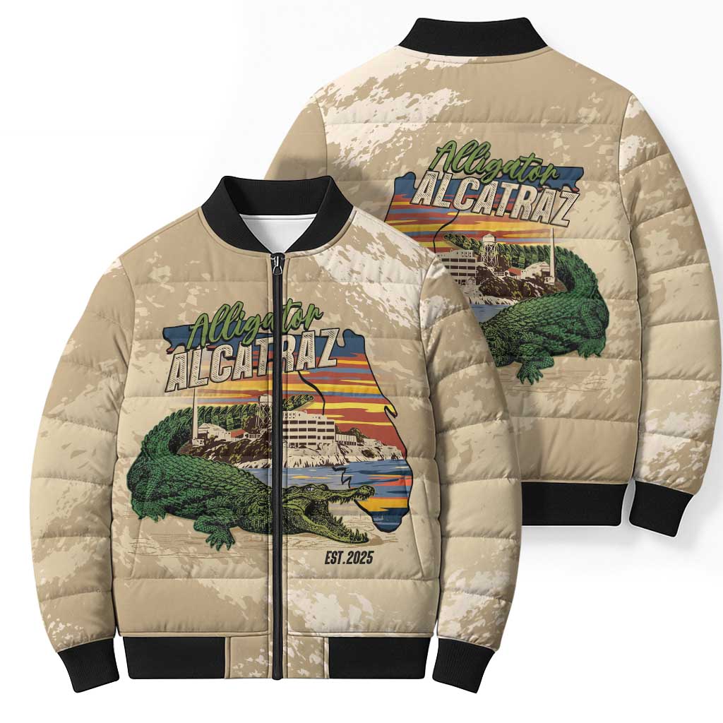 Alligator Alcatraz Retro Bomber Puffer Jacket The Swamp - Wonder Print Shop