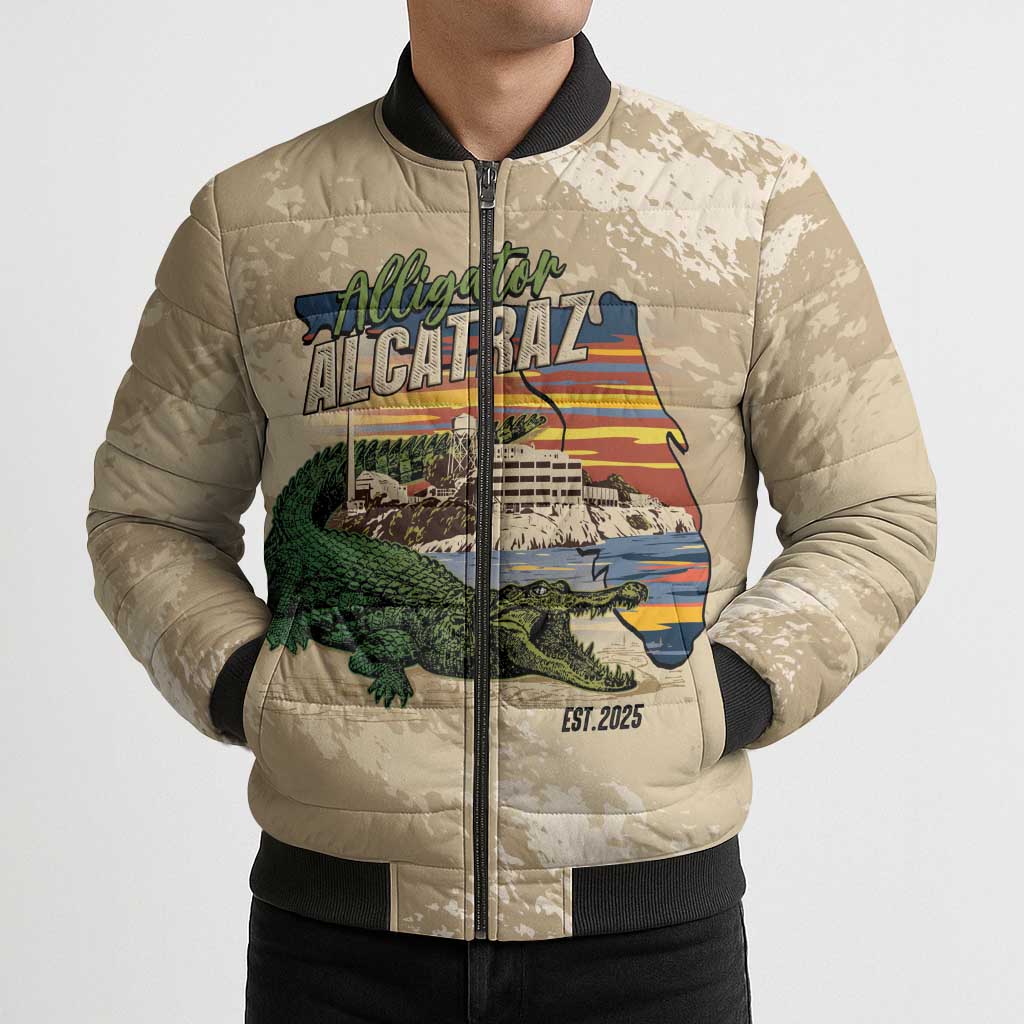 Alligator Alcatraz Retro Bomber Puffer Jacket The Swamp - Wonder Print Shop