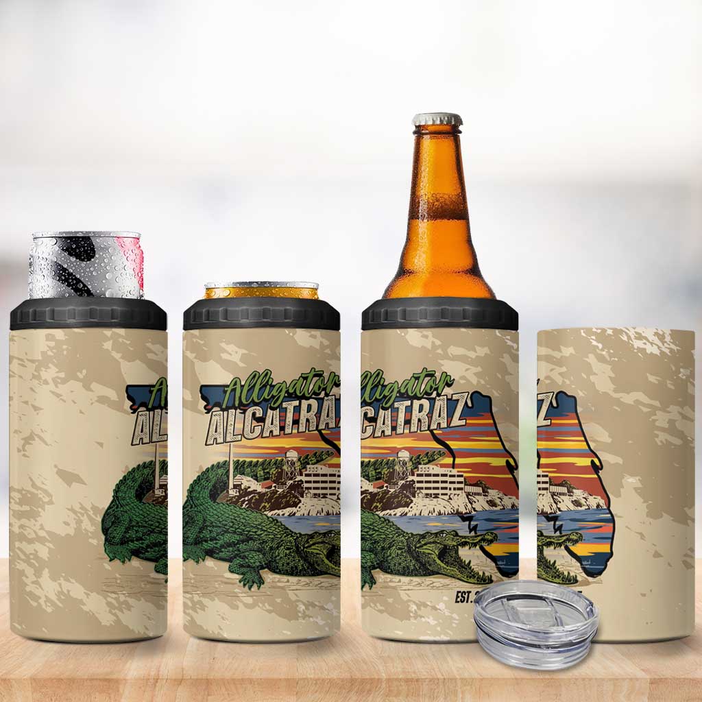 Alligator Alcatraz Retro 4 in 1 Can Cooler Tumbler The Swamp - Wonder Print Shop