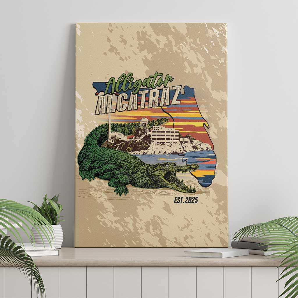 Alligator Alcatraz Retro Canvas Wall Art The Swamp - Wonder Print Shop