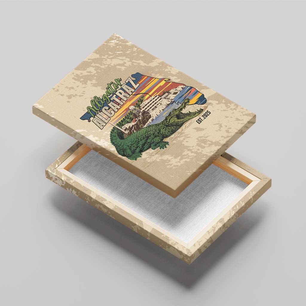 Alligator Alcatraz Retro Canvas Wall Art The Swamp - Wonder Print Shop