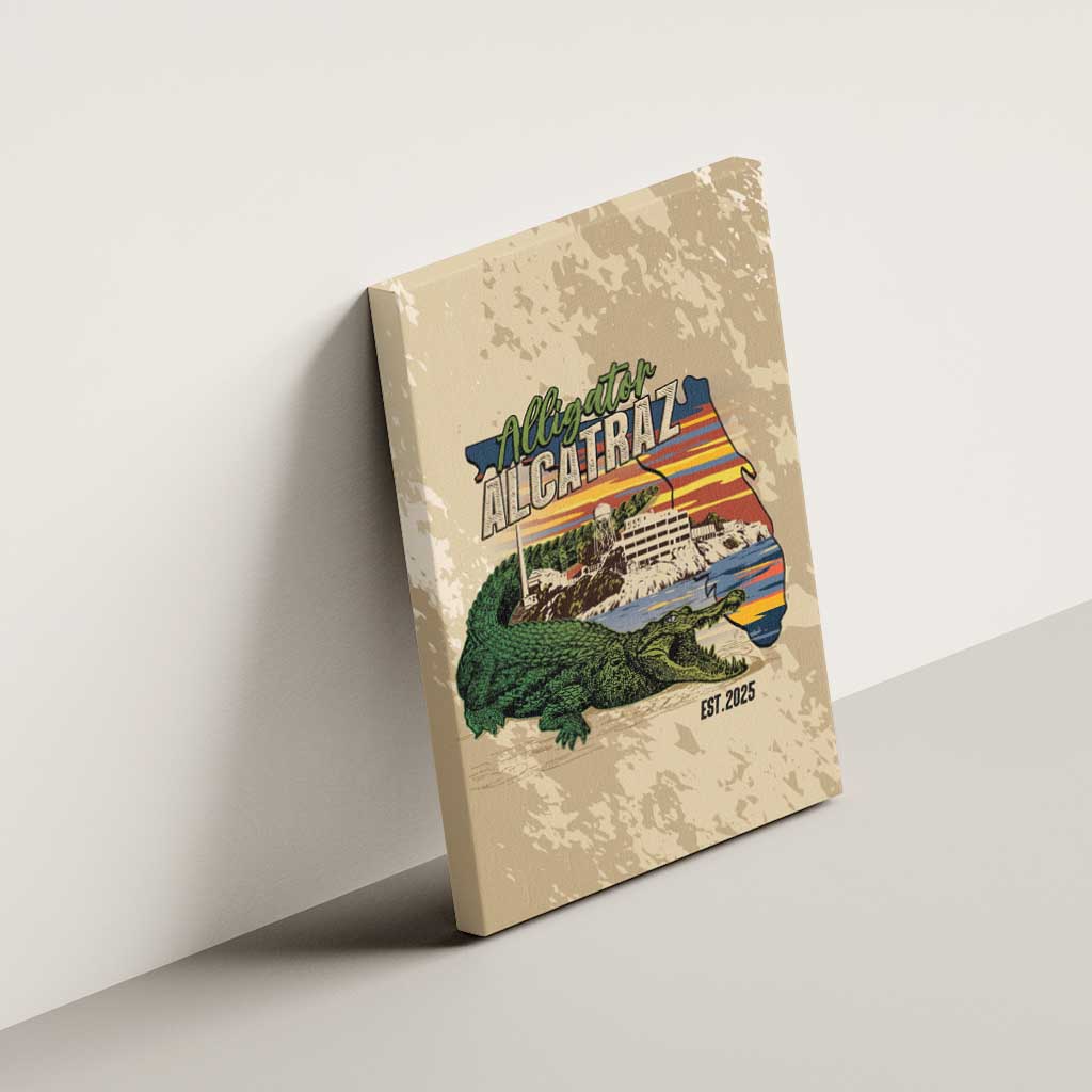 Alligator Alcatraz Retro Canvas Wall Art The Swamp - Wonder Print Shop