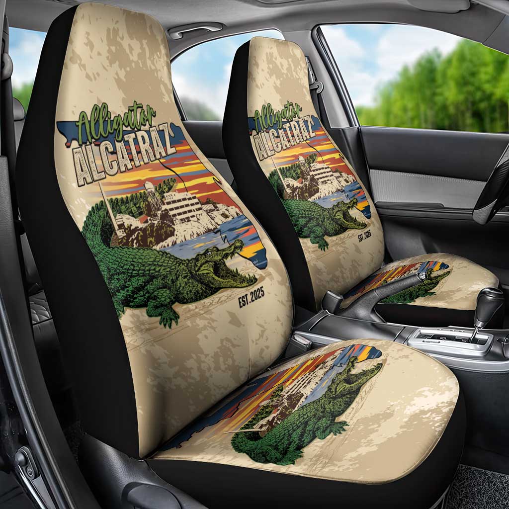 Alligator Alcatraz Retro Car Seat Cover The Swamp - Wonder Print Shop