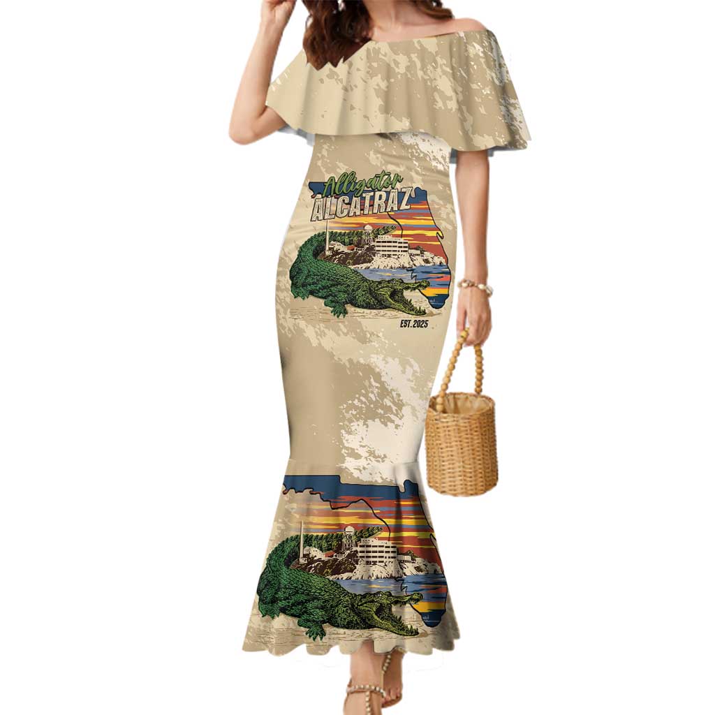 Alligator Alcatraz Retro Family Matching Mermaid Dress and Hawaiian Shirt The Swamp - Wonder Print Shop
