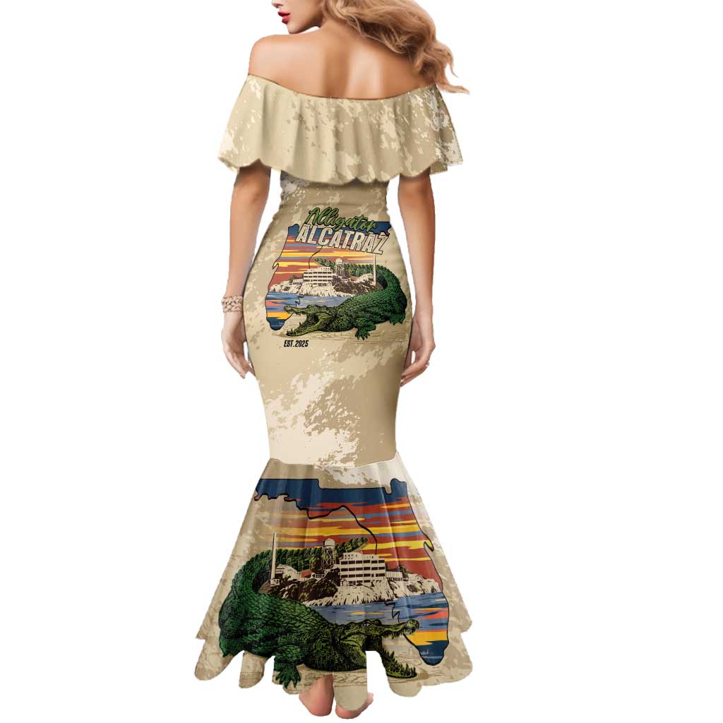 Alligator Alcatraz Retro Family Matching Mermaid Dress and Hawaiian Shirt The Swamp - Wonder Print Shop
