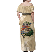 Alligator Alcatraz Retro Family Matching Off Shoulder Maxi Dress and Hawaiian Shirt The Swamp - Wonder Print Shop