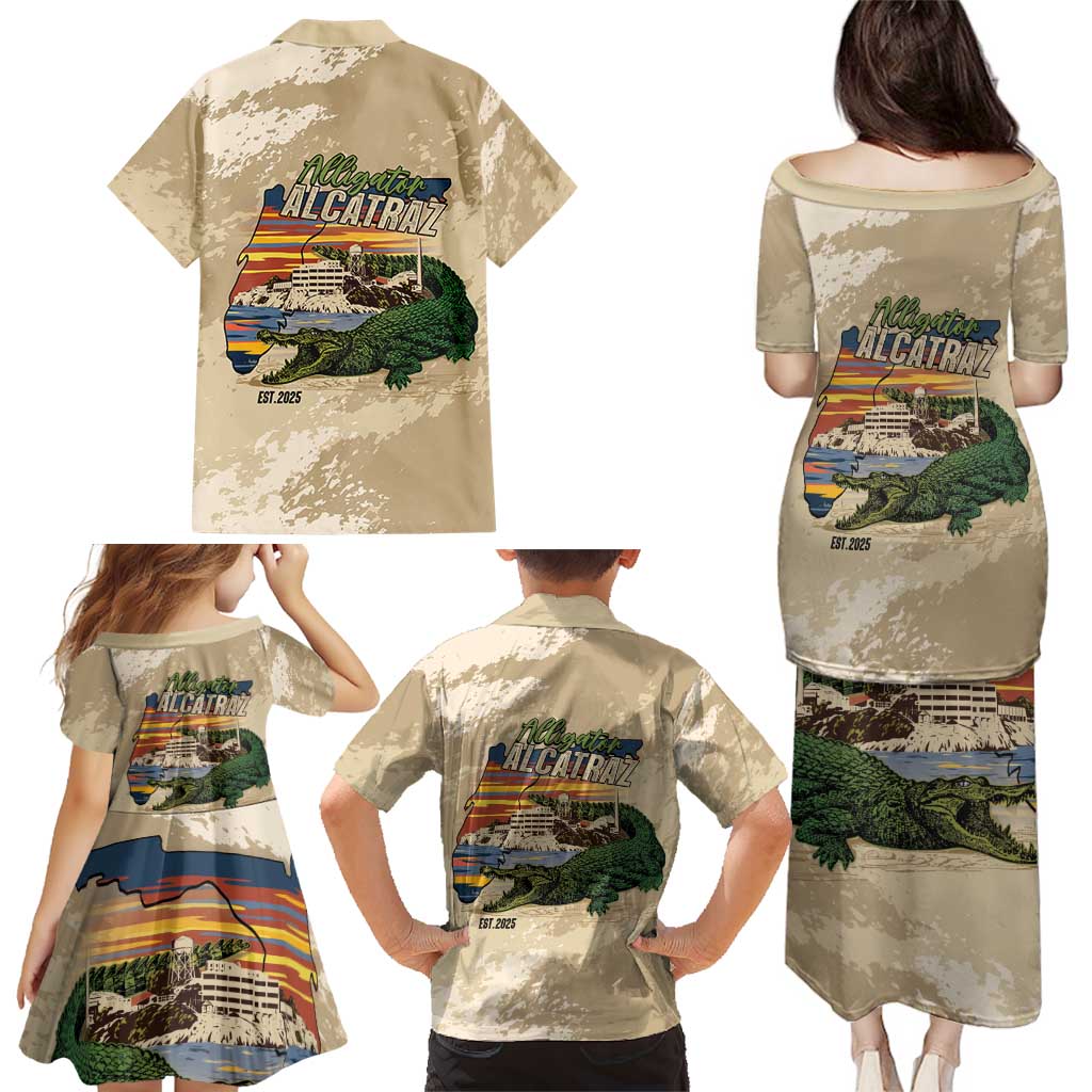 Alligator Alcatraz Retro Family Matching Puletasi and Hawaiian Shirt The Swamp - Wonder Print Shop