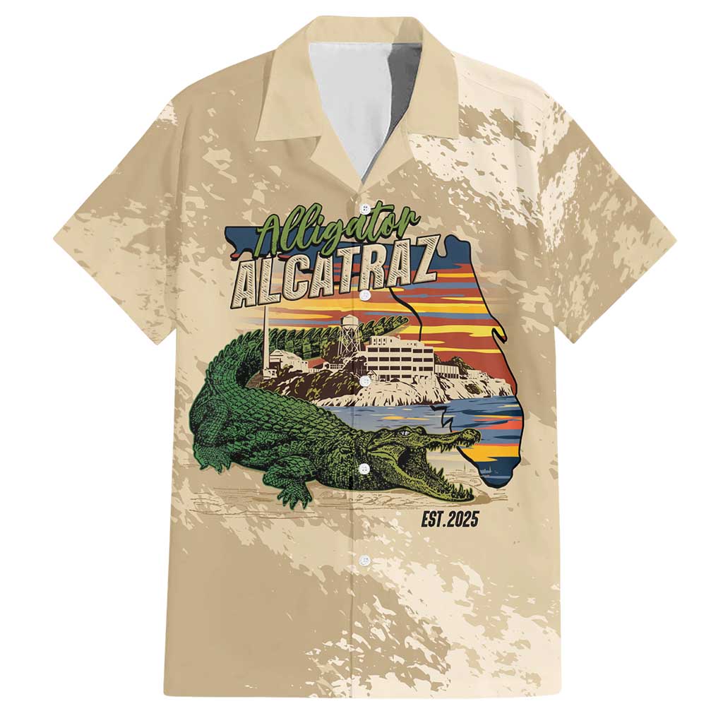 Alligator Alcatraz Retro Family Matching Short Sleeve Bodycon Dress and Hawaiian Shirt The Swamp - Wonder Print Shop