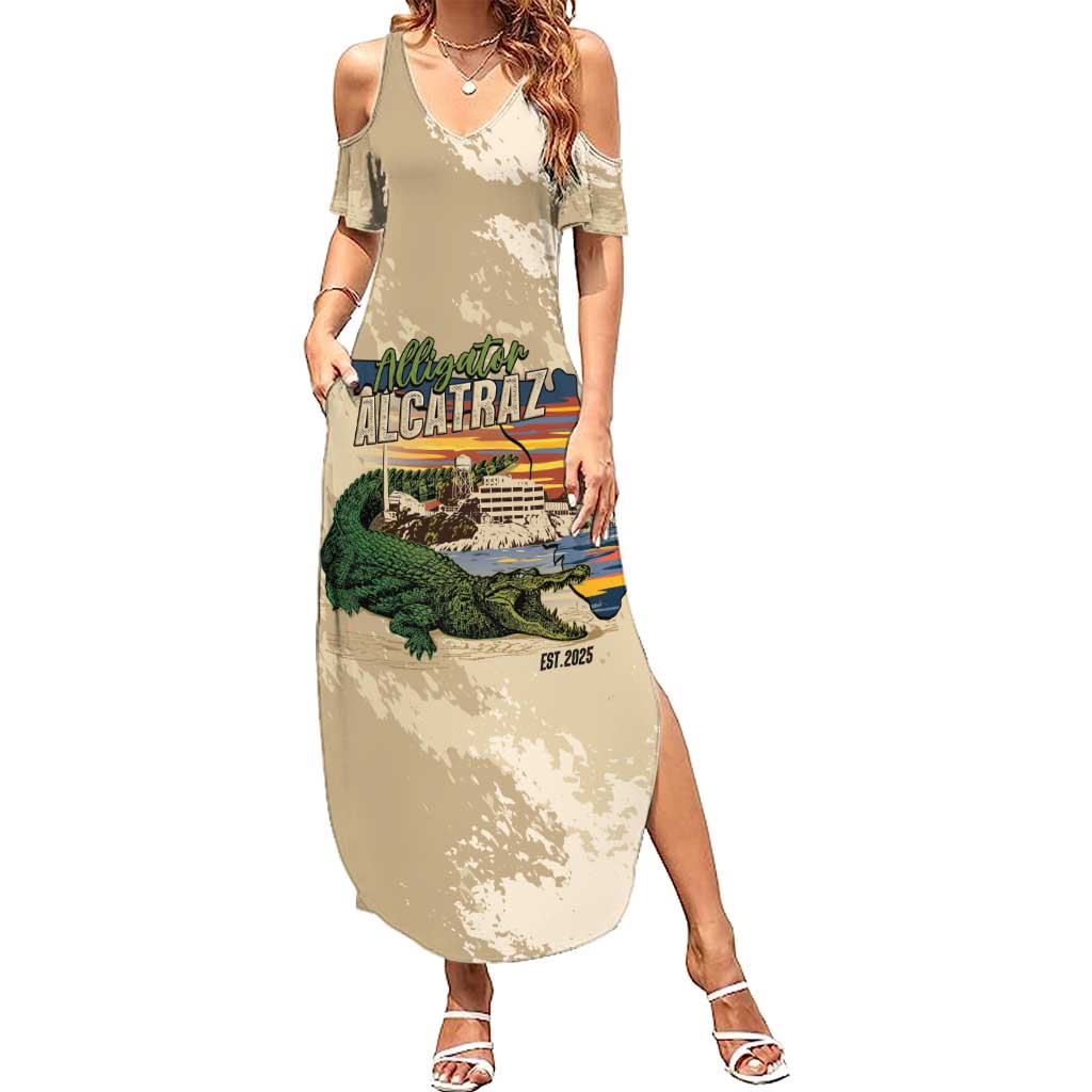Alligator Alcatraz Retro Family Matching Summer Maxi Dress and Hawaiian Shirt The Swamp - Wonder Print Shop