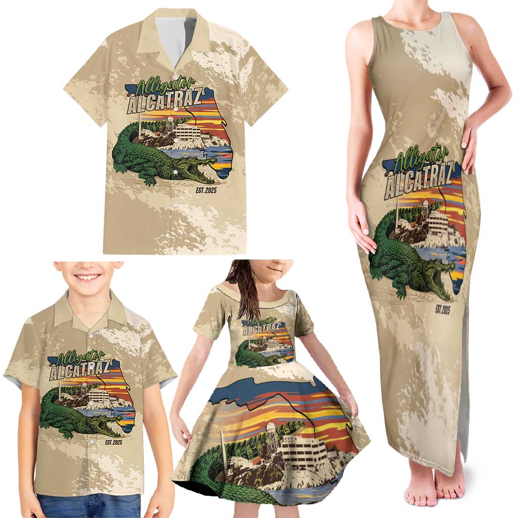 Alligator Alcatraz Retro Family Matching Tank Maxi Dress and Hawaiian Shirt The Swamp - Wonder Print Shop