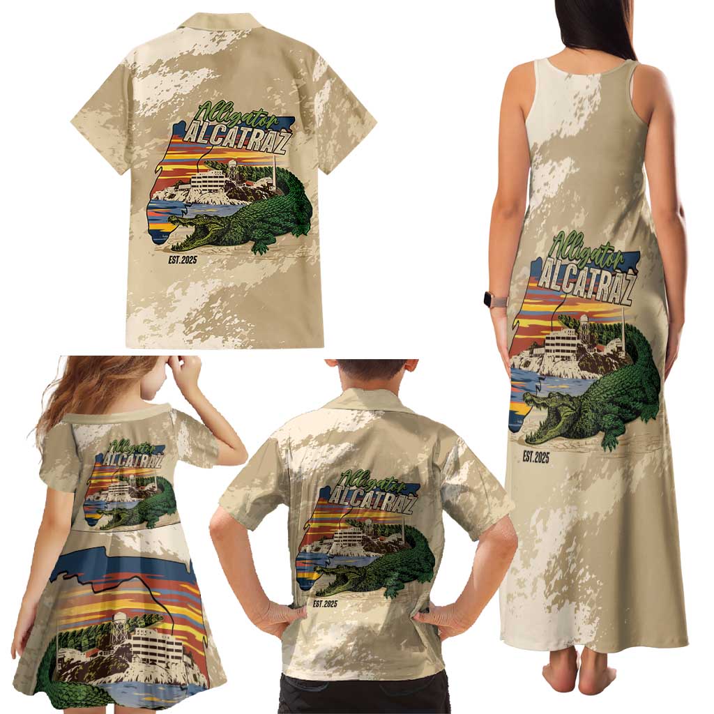 Alligator Alcatraz Retro Family Matching Tank Maxi Dress and Hawaiian Shirt The Swamp - Wonder Print Shop