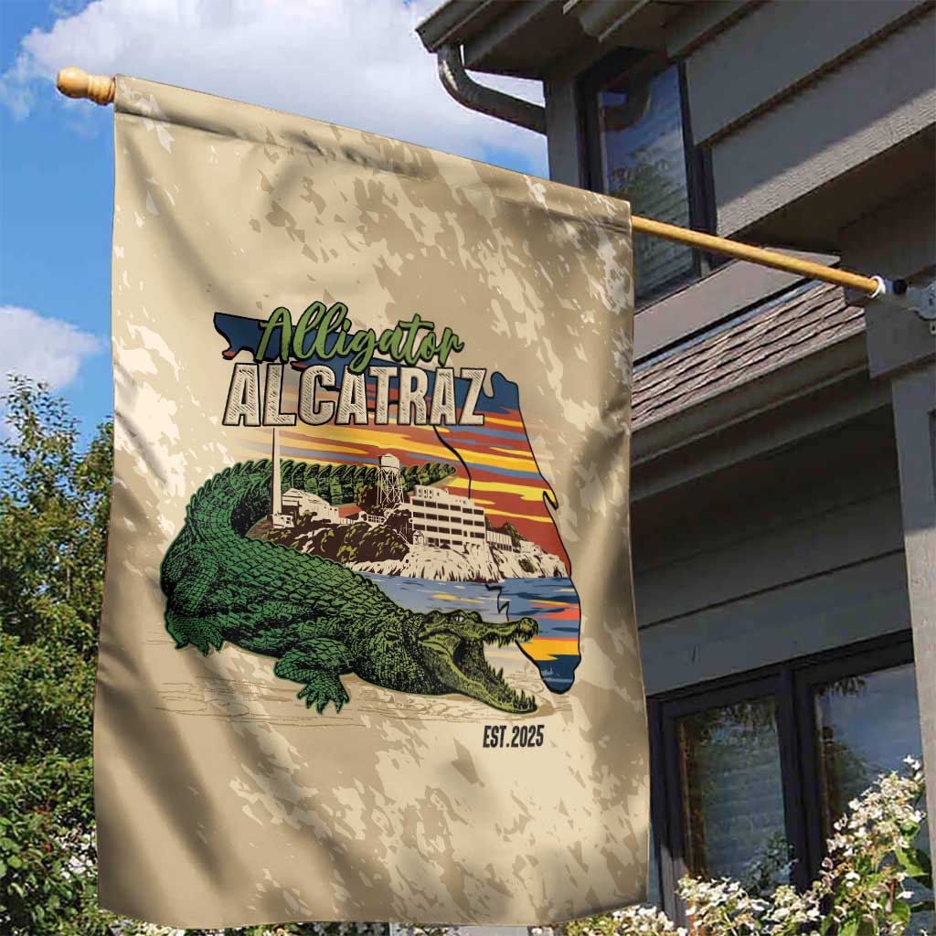 Alligator Alcatraz Retro Garden Flag The Swamp - Wonder Print Shop