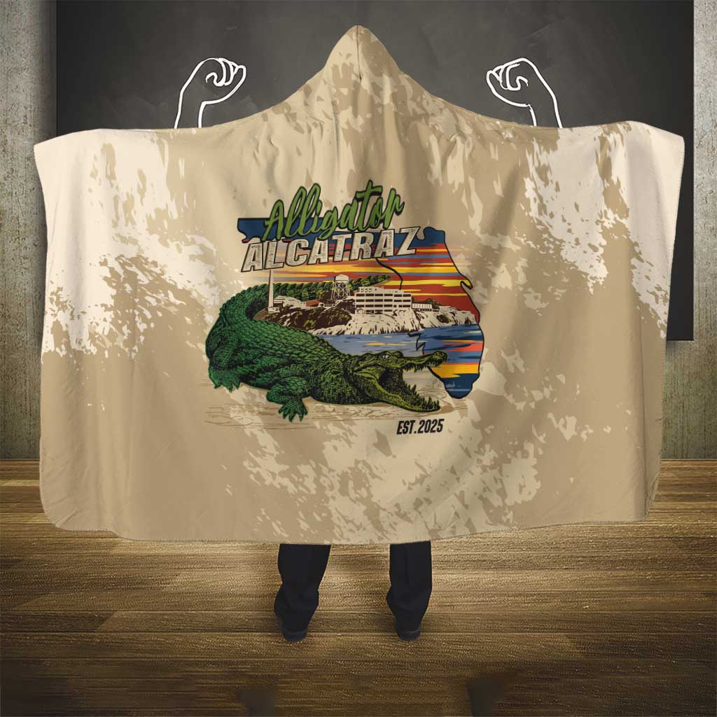 Alligator Alcatraz Retro Hooded Blanket The Swamp - Wonder Print Shop