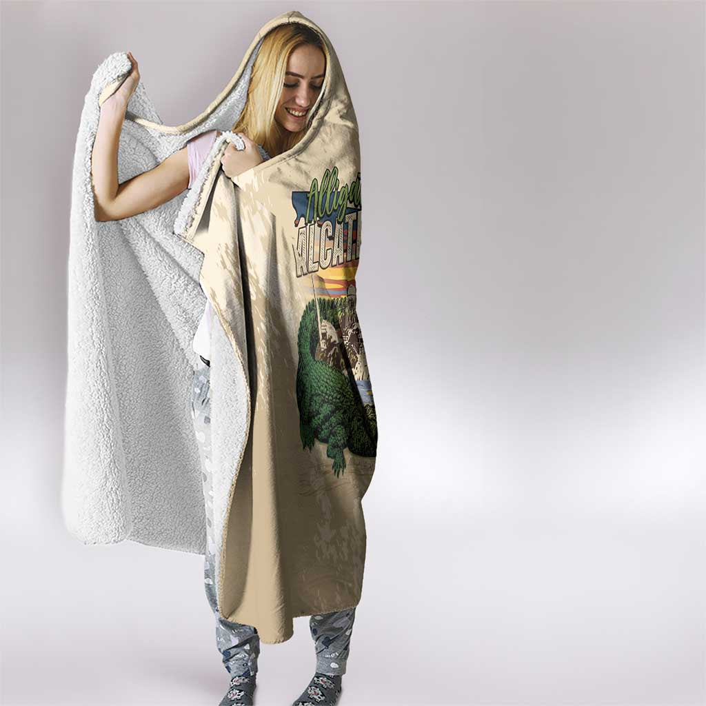 Alligator Alcatraz Retro Hooded Blanket The Swamp - Wonder Print Shop
