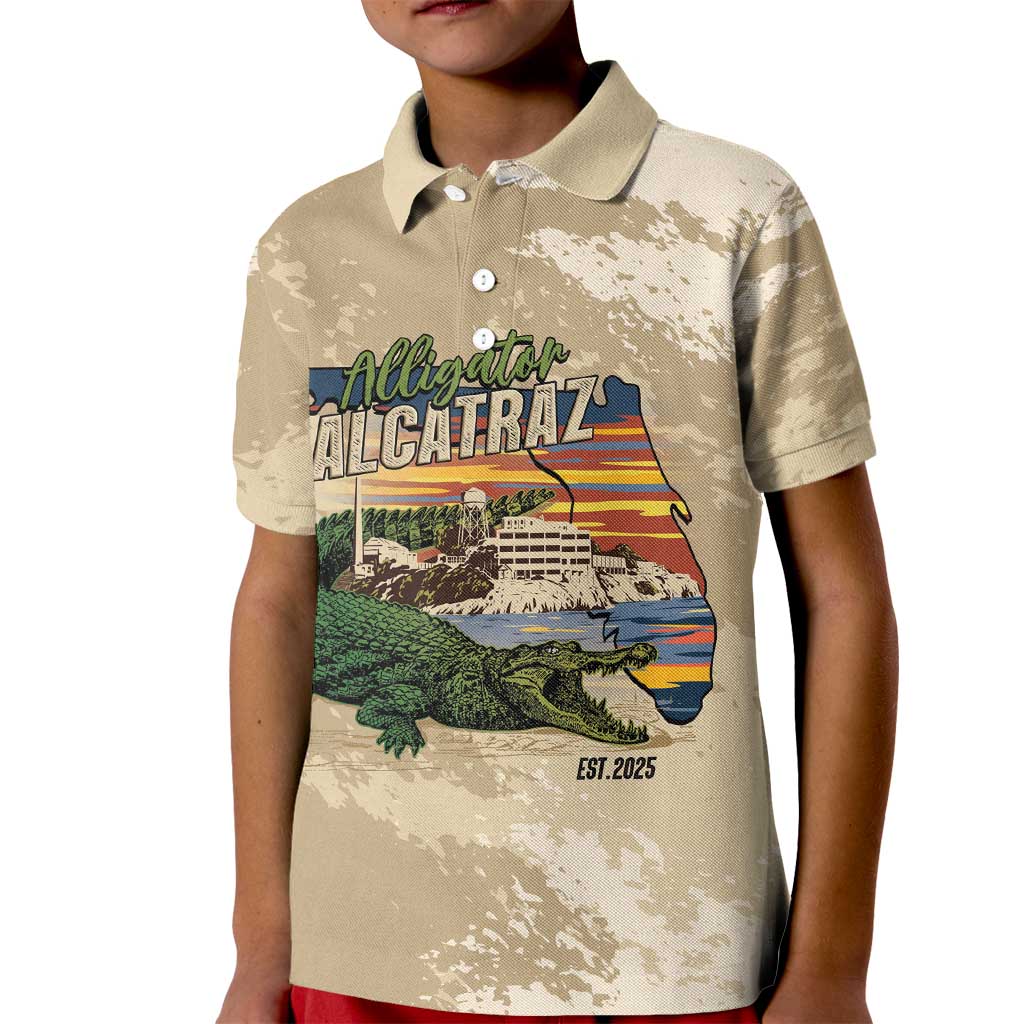 Alligator Alcatraz Retro Kid Polo Shirt The Swamp - Wonder Print Shop