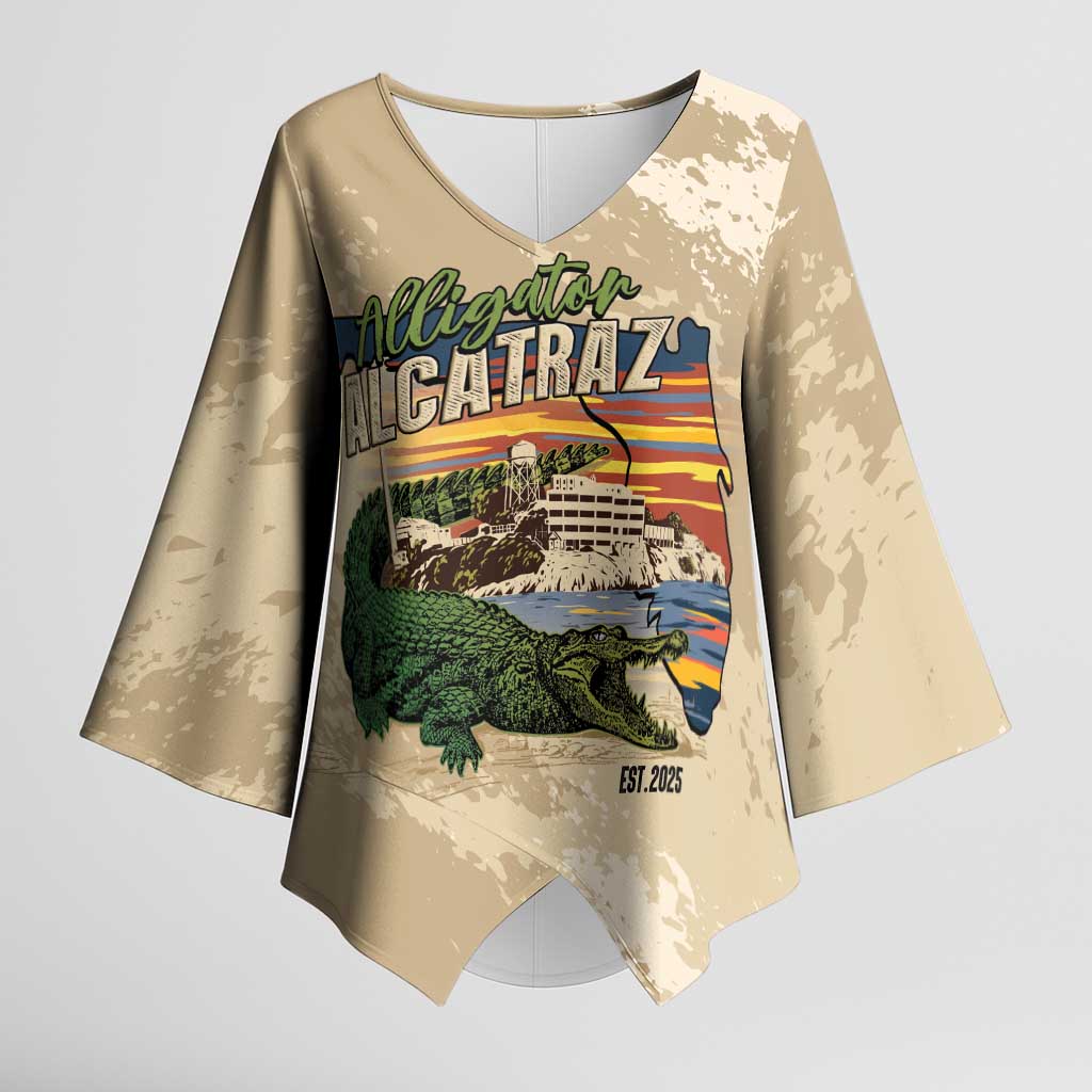 Alligator Alcatraz Retro Kimono Sleeve Blouse The Swamp - Wonder Print Shop