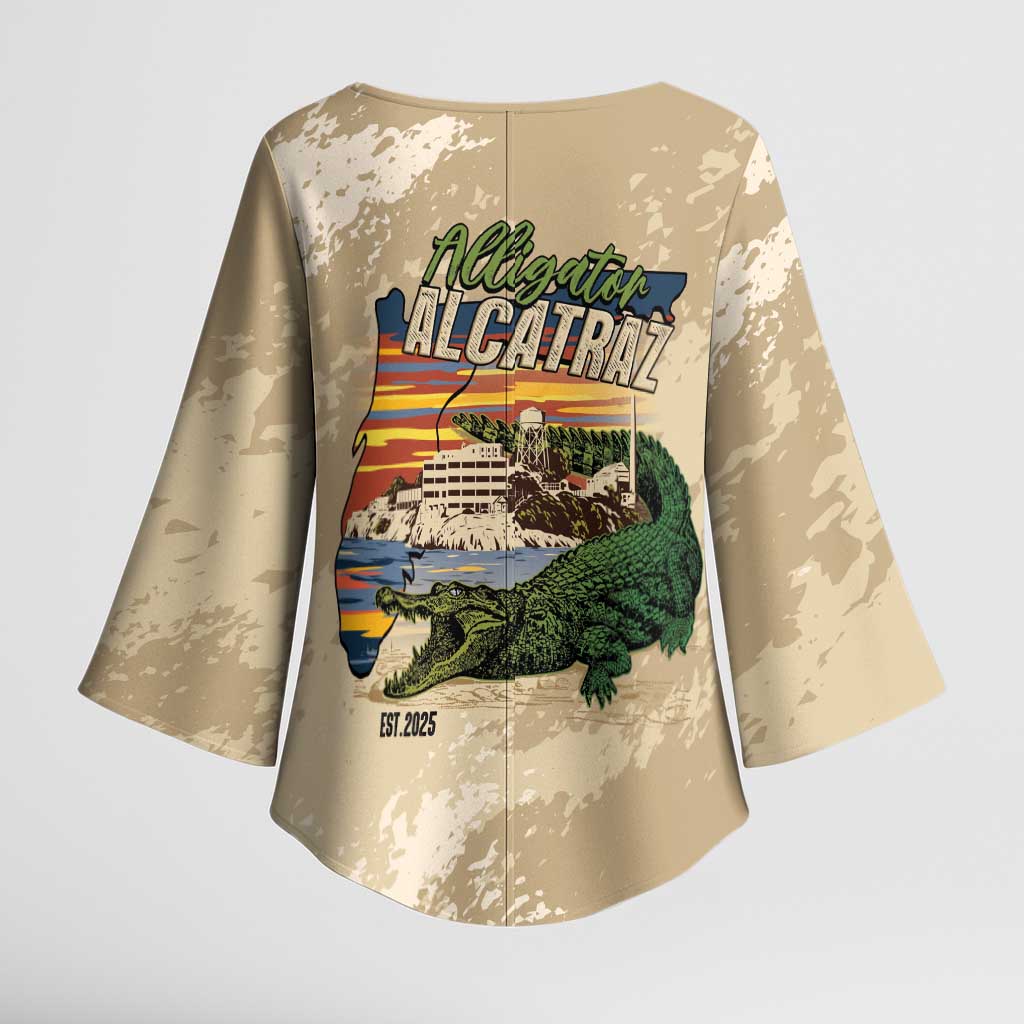 Alligator Alcatraz Retro Kimono Sleeve Blouse The Swamp - Wonder Print Shop