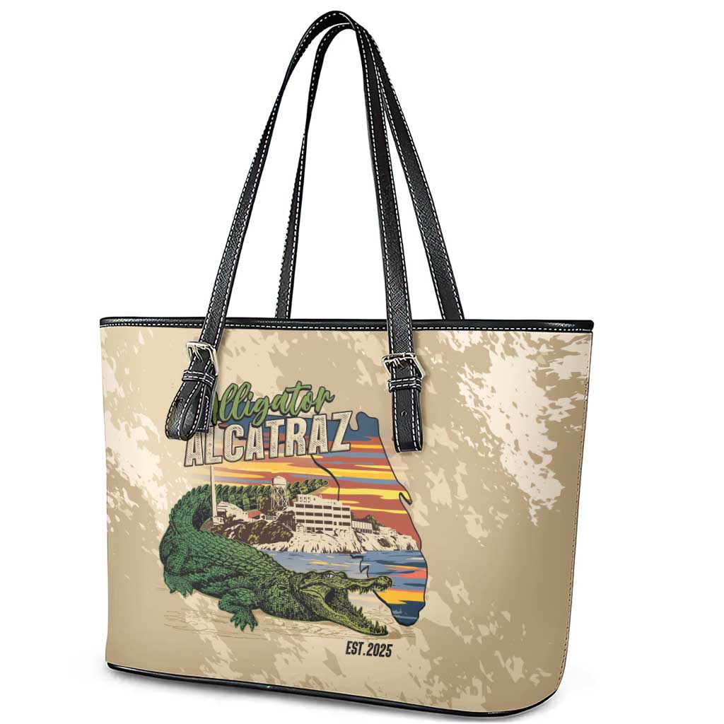 Alligator Alcatraz Retro Leather Tote Bag The Swamp - Wonder Print Shop