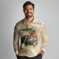 Alligator Alcatraz Retro Long Sleeve Polo Shirt The Swamp - Wonder Print Shop