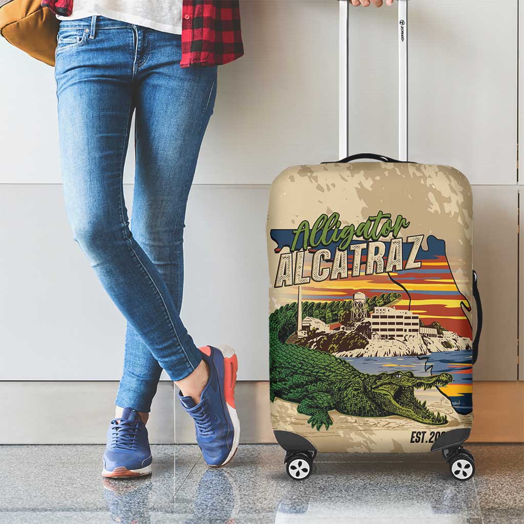 Alligator Alcatraz Retro Luggage Cover The Swamp - Wonder Print Shop