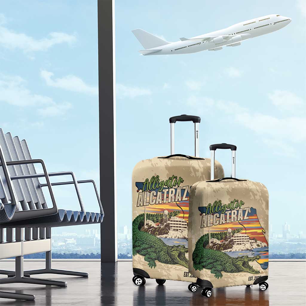 Alligator Alcatraz Retro Luggage Cover The Swamp - Wonder Print Shop