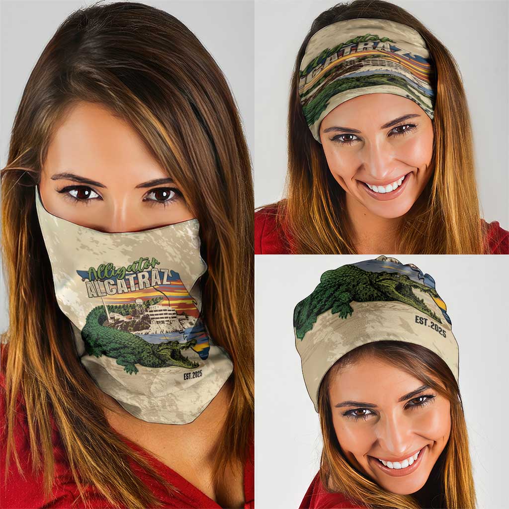 Alligator Alcatraz Retro Neck Gaiter The Swamp - Wonder Print Shop