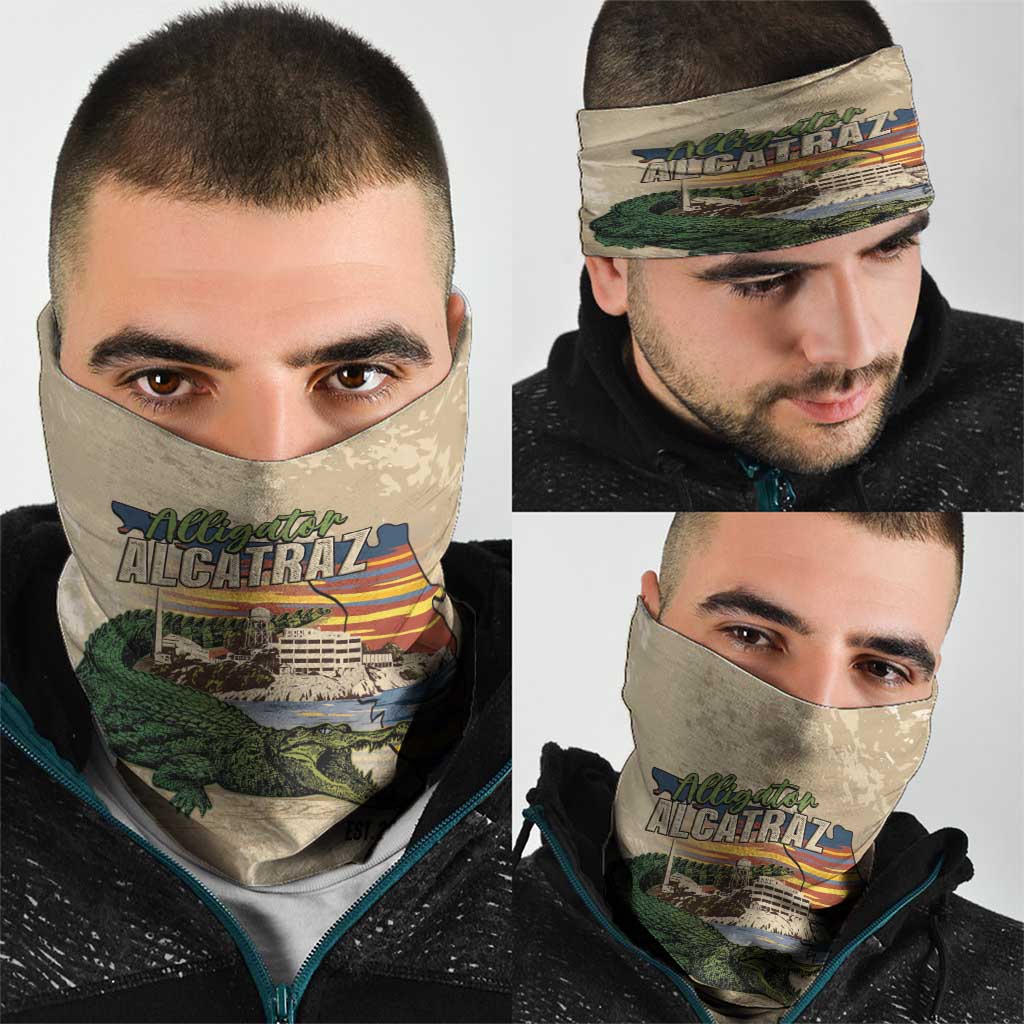 Alligator Alcatraz Retro Neck Gaiter The Swamp - Wonder Print Shop