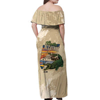 Alligator Alcatraz Retro Off Shoulder Maxi Dress The Swamp - Wonder Print Shop