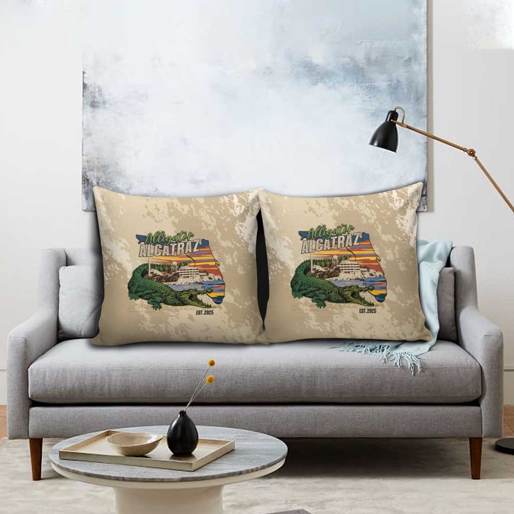 Alligator Alcatraz Retro Pillow Cover The Swamp - Wonder Print Shop