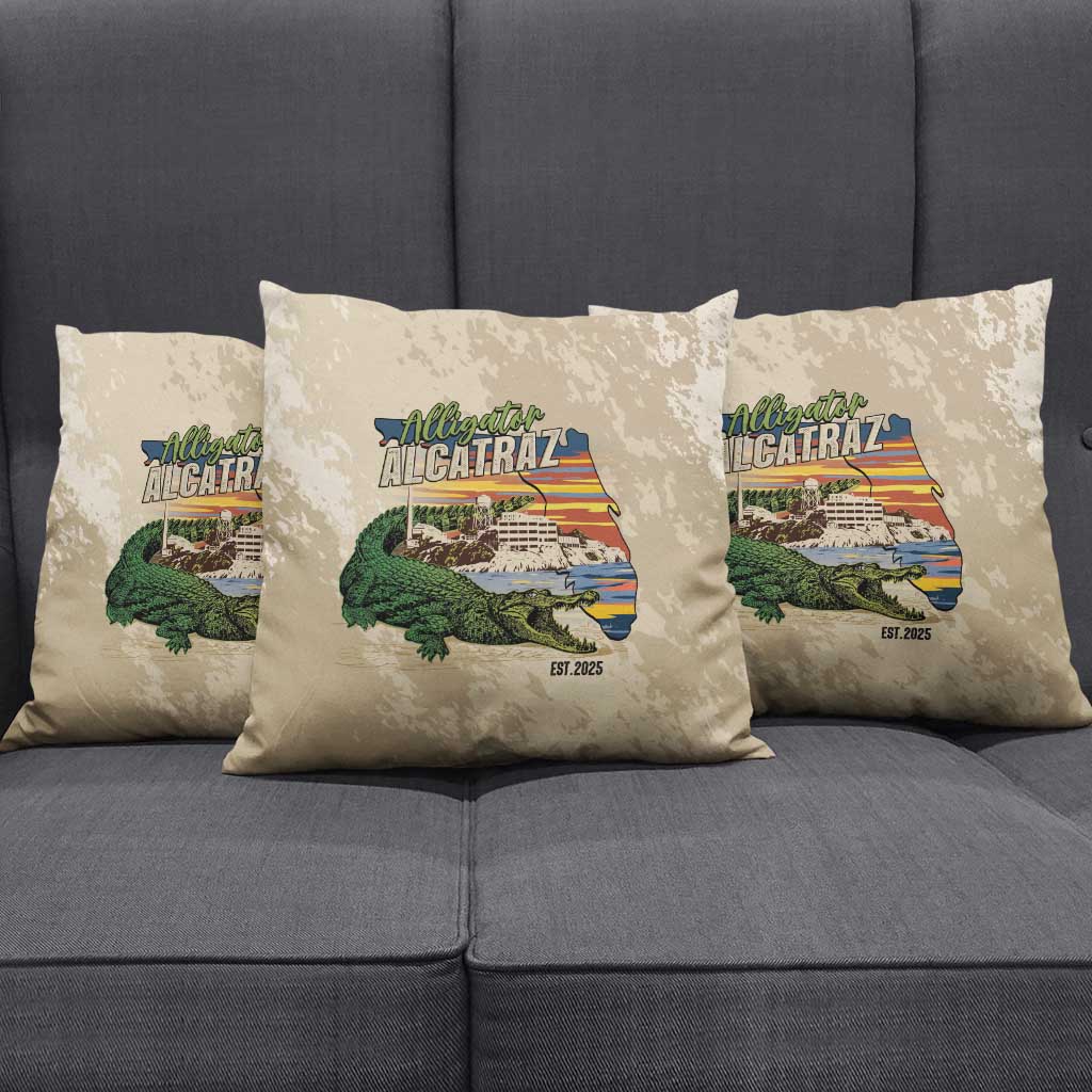 Alligator Alcatraz Retro Pillow Cover The Swamp - Wonder Print Shop