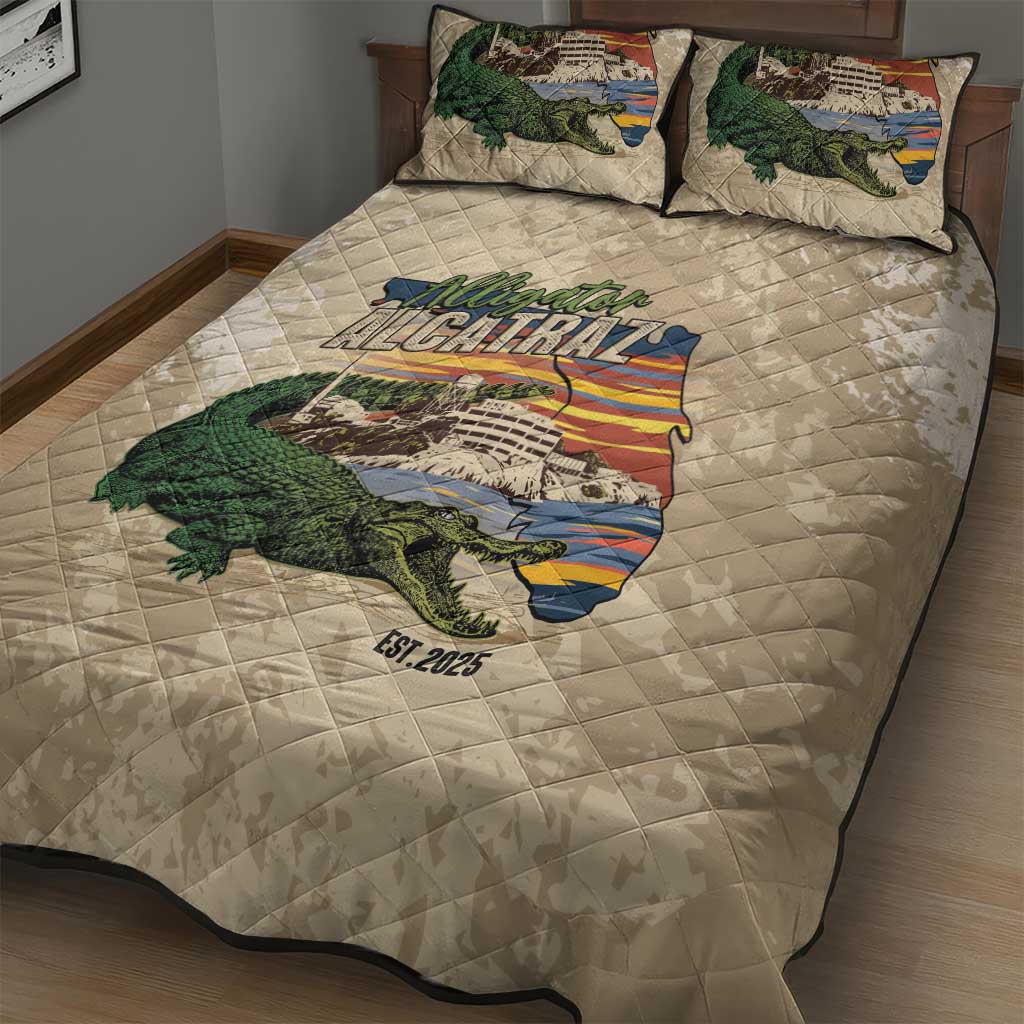 Alligator Alcatraz Retro Quilt Bed Set The Swamp - Wonder Print Shop