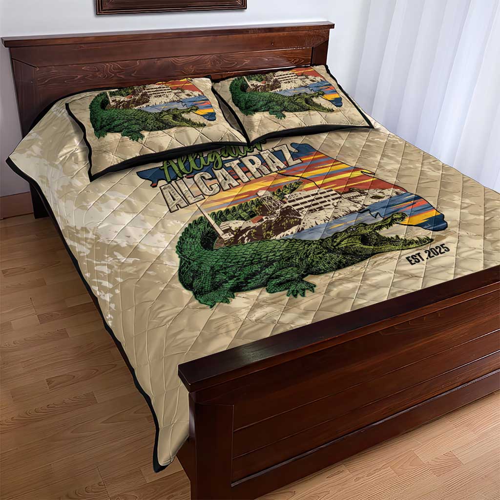 Alligator Alcatraz Retro Quilt Bed Set The Swamp - Wonder Print Shop