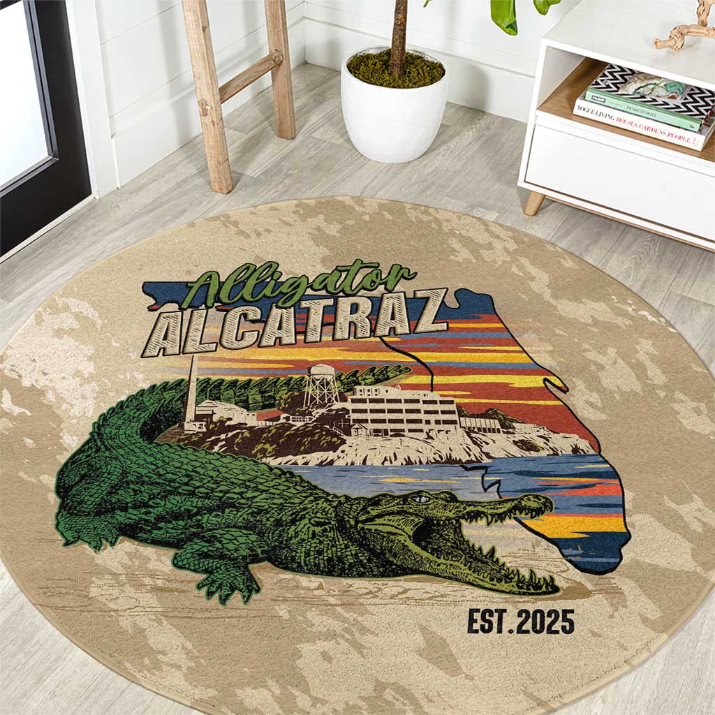 Alligator Alcatraz Retro Round Carpet The Swamp - Wonder Print Shop