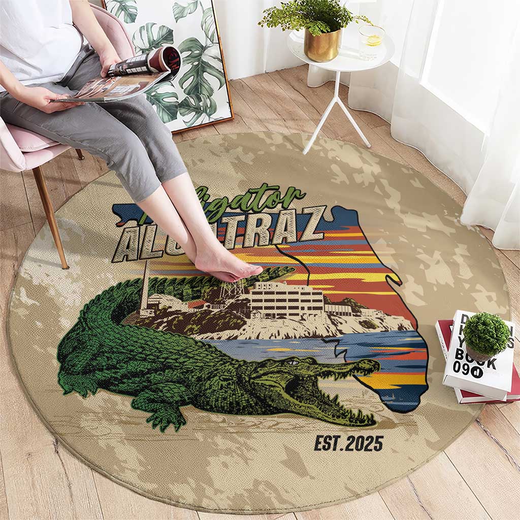 Alligator Alcatraz Retro Round Carpet The Swamp - Wonder Print Shop