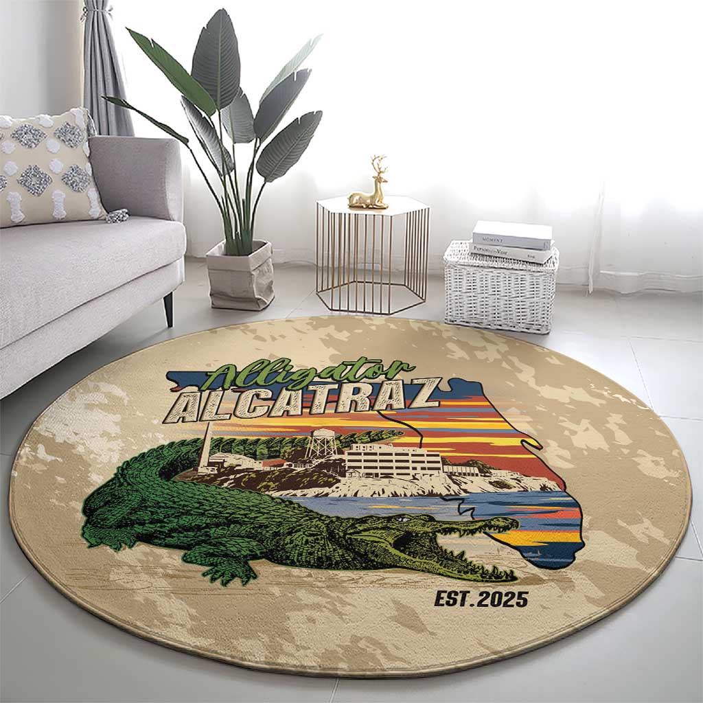 Alligator Alcatraz Retro Round Carpet The Swamp - Wonder Print Shop