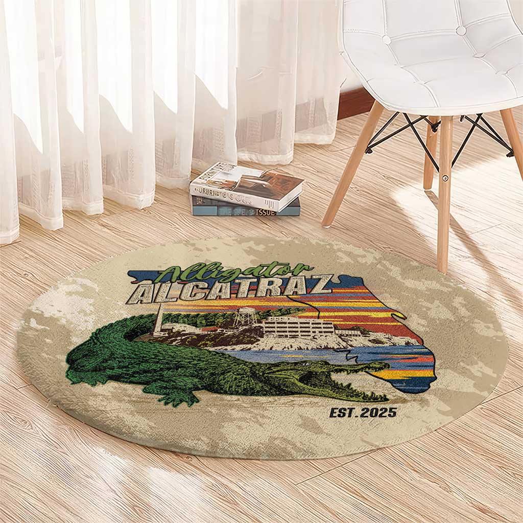 Alligator Alcatraz Retro Round Carpet The Swamp - Wonder Print Shop