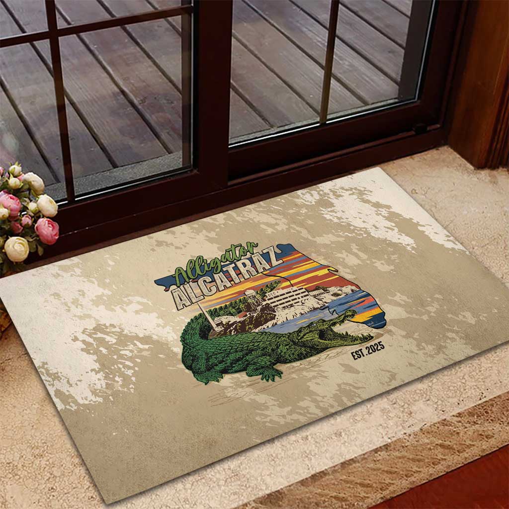 Alligator Alcatraz Retro Rubber Doormat The Swamp - Wonder Print Shop