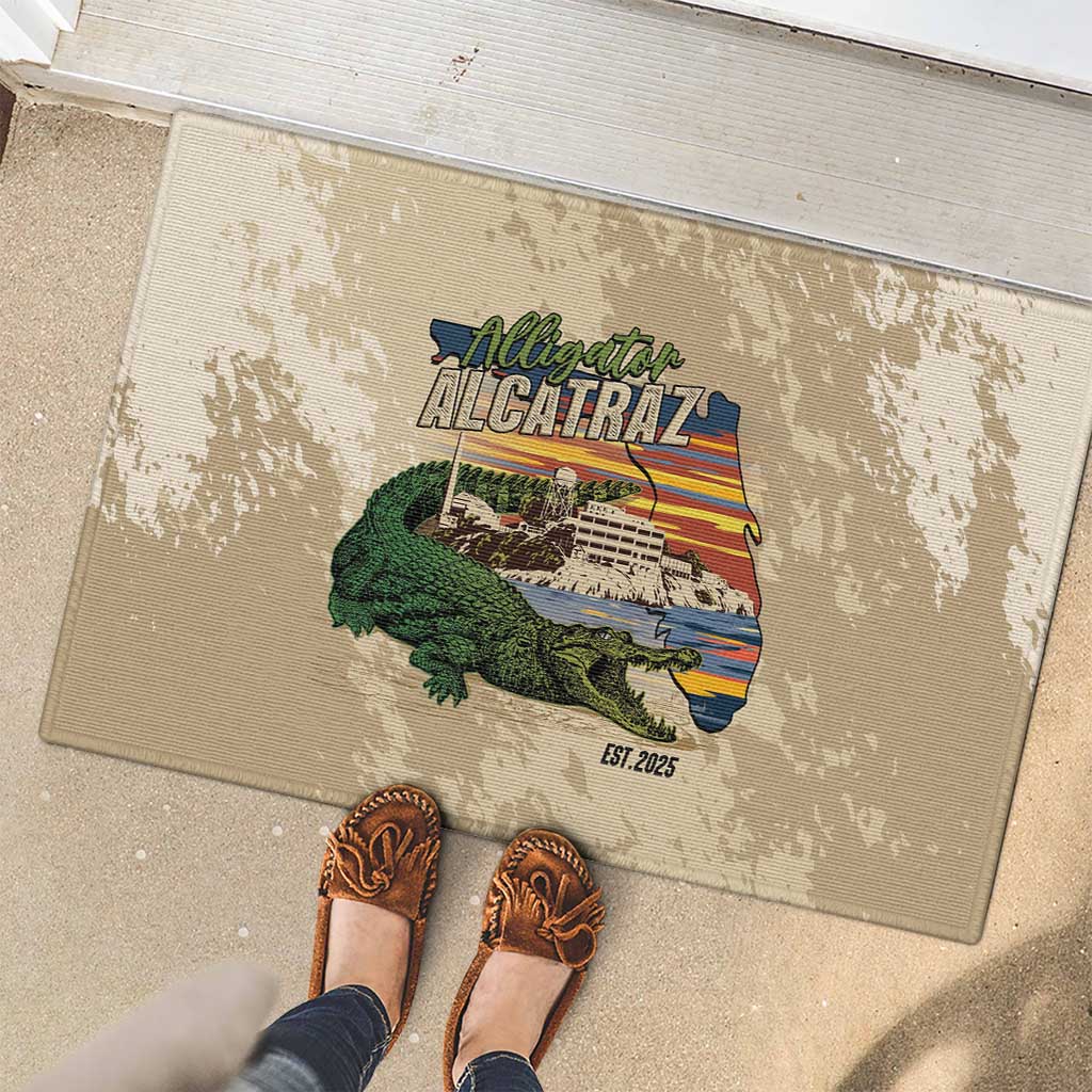 Alligator Alcatraz Retro Rubber Doormat The Swamp - Wonder Print Shop