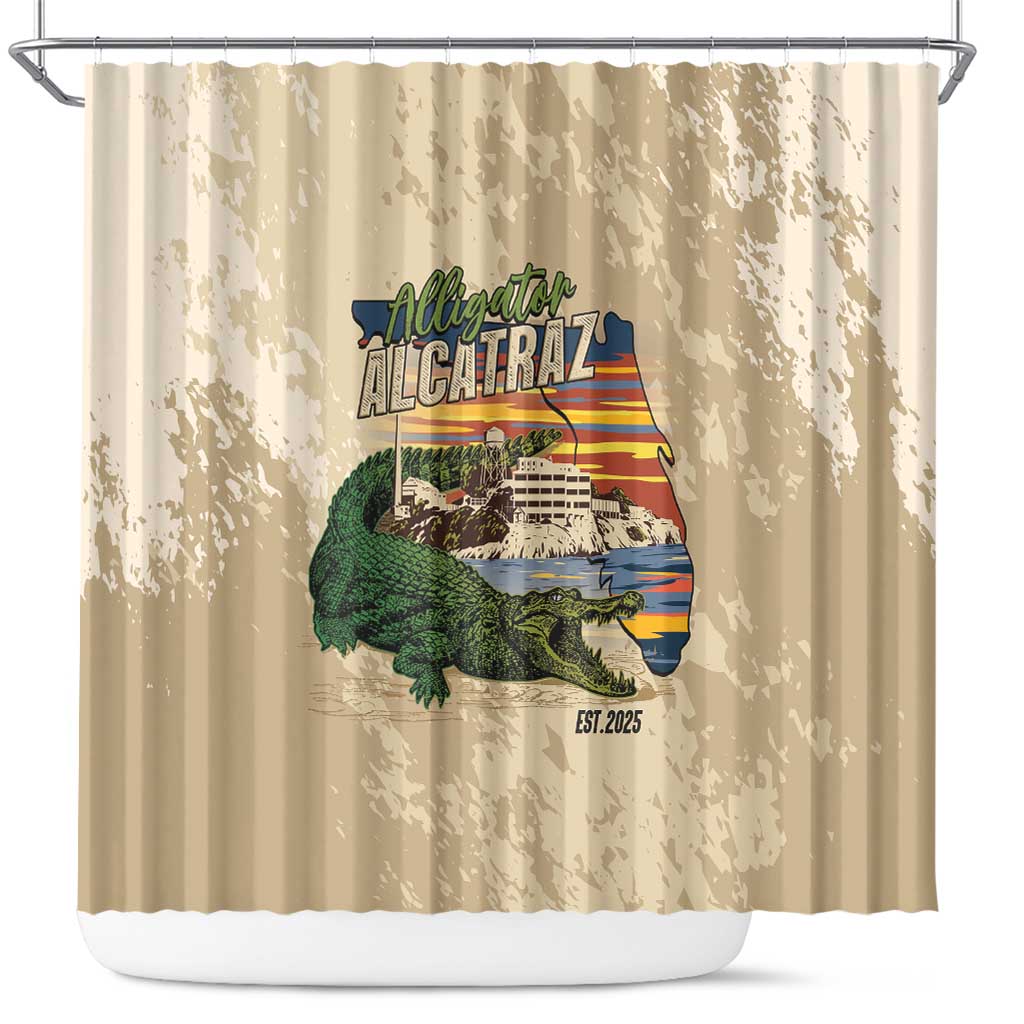 Alligator Alcatraz Retro Shower Curtain The Swamp - Wonder Print Shop