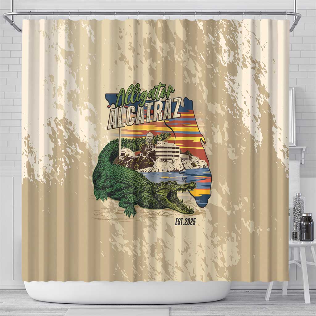 Alligator Alcatraz Retro Shower Curtain The Swamp - Wonder Print Shop