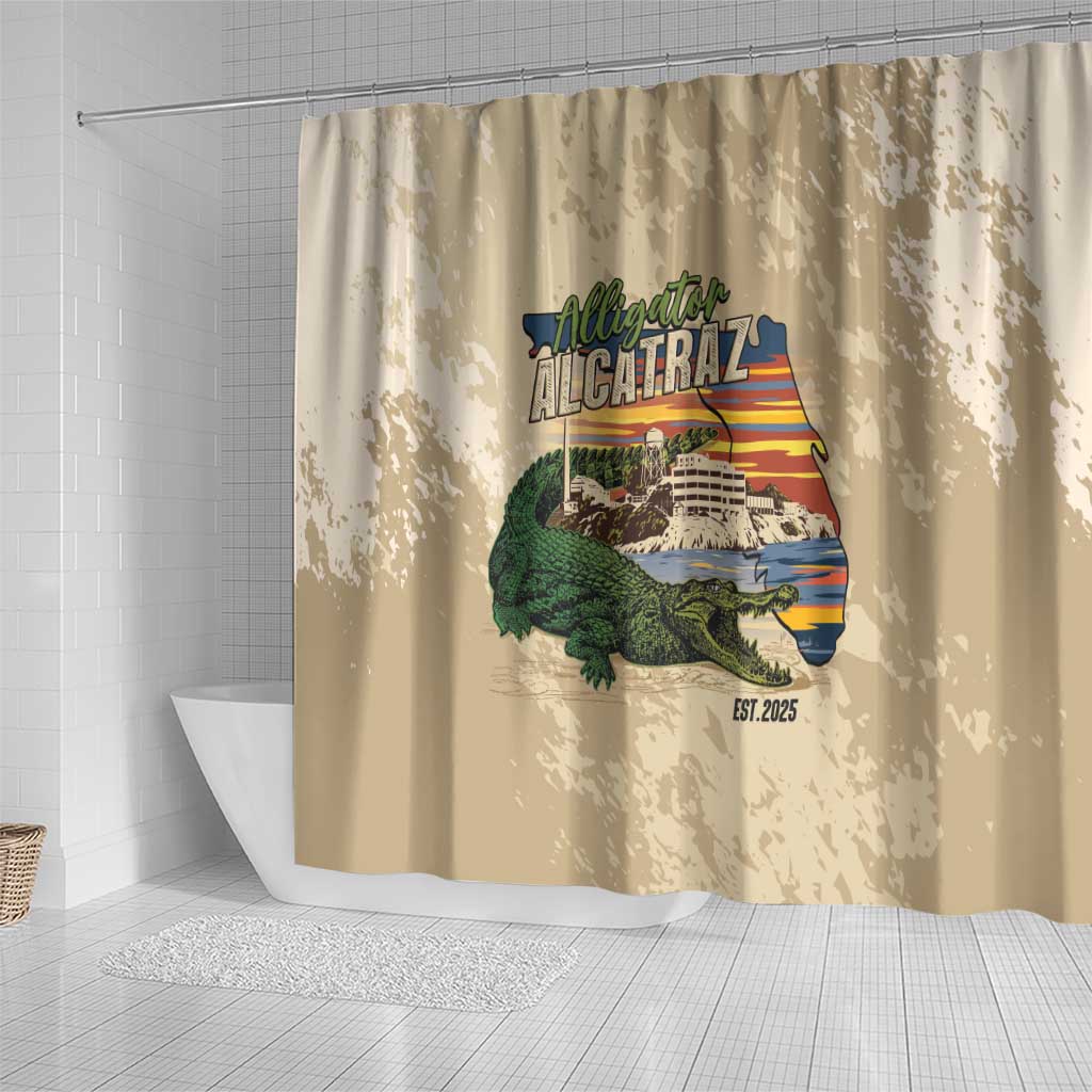 Alligator Alcatraz Retro Shower Curtain The Swamp - Wonder Print Shop