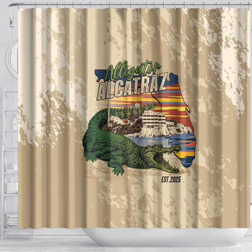 Alligator Alcatraz Retro Shower Curtain The Swamp - Wonder Print Shop