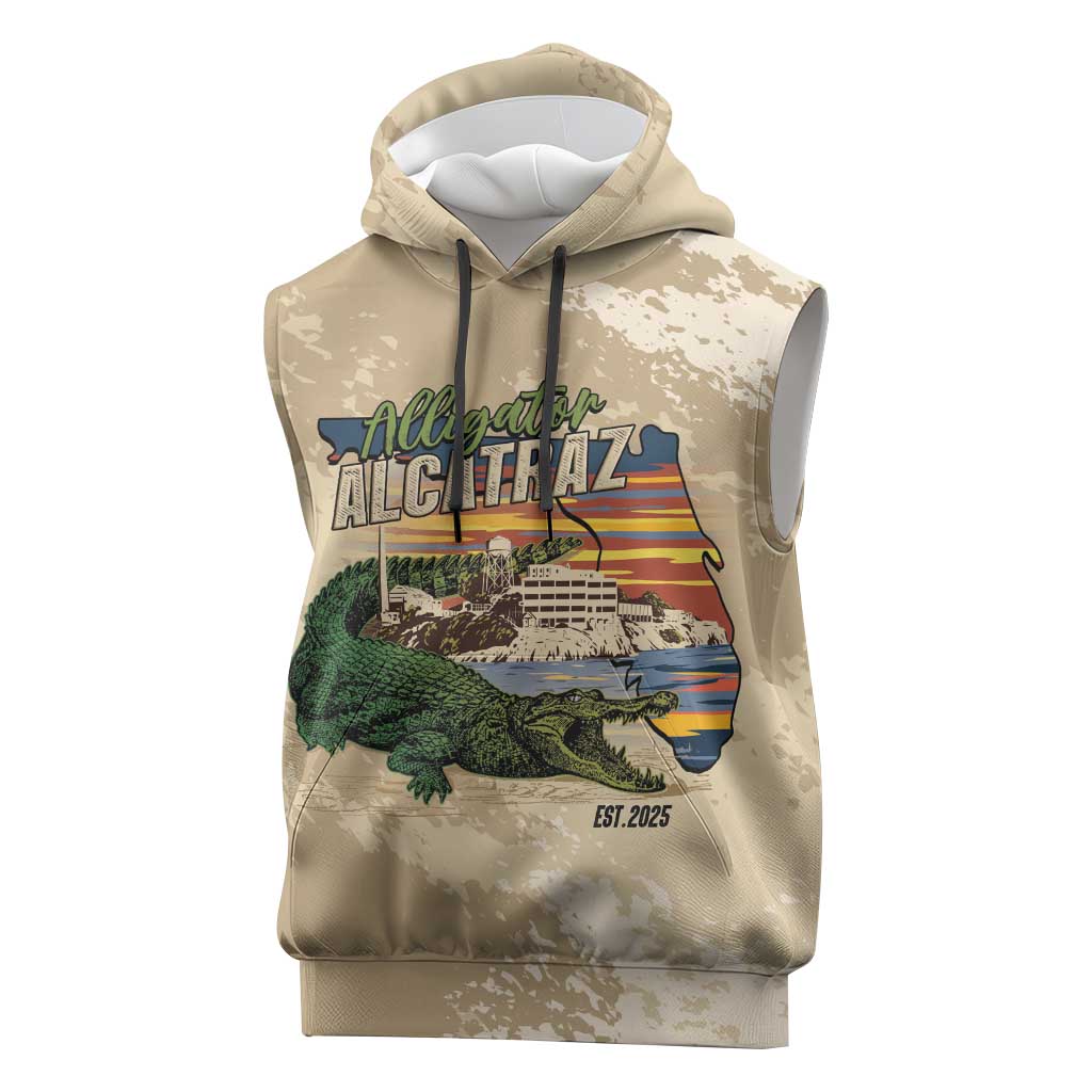 Alligator Alcatraz Retro Sleeveless Hoodie The Swamp - Wonder Print Shop