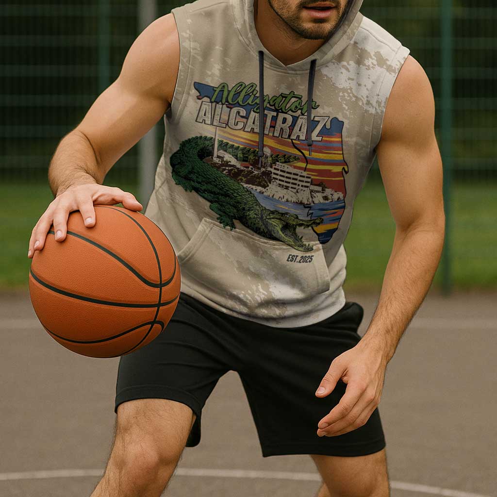 Alligator Alcatraz Retro Sleeveless Hoodie The Swamp - Wonder Print Shop