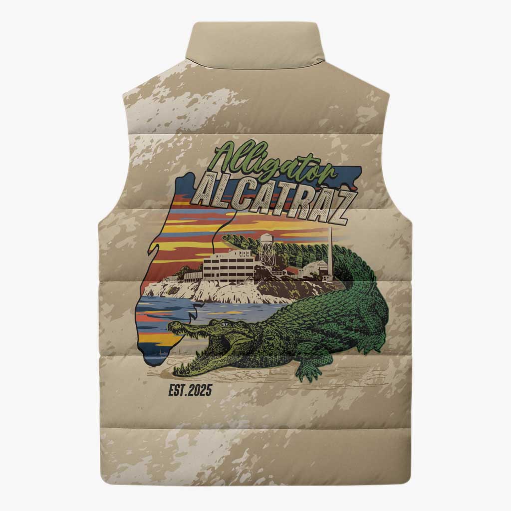 Alligator Alcatraz Retro Sleeveless Puffer Jacket The Swamp - Wonder Print Shop